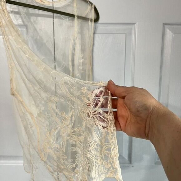 Nabee Cottagecore Sheer Lace Open Front Vest Boho Festival Top Romantic XL - Picture 11 of 14